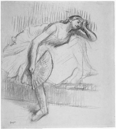 Bailarina descansando con un abanico de Edgar Degas