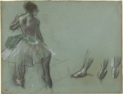 Bailarina vista desde atrás y tres estudios de pies de Edgar Degas