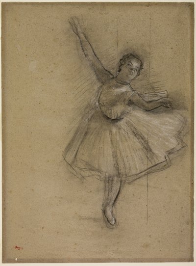 Bailarina girando, c.1876 (carboncillo y tiza sobre papel) de Edgar Degas