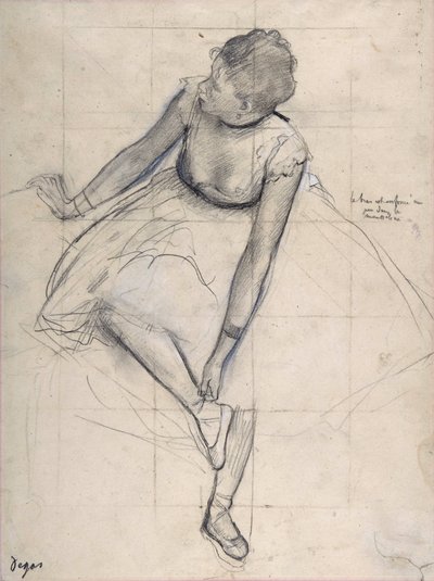 Bailarina ajustando su zapato (bailarina). Dibujo de Edgar Degas (1834-1917) Nueva York. Museo Metropolitano de Arte. de Edgar Degas