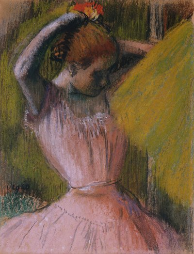 Bailarina arreglándose el cabello, c.1900-1912 de Edgar Degas