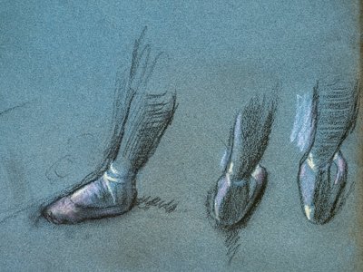 Bailarina de espaldas y tres estudios de pies (detalle) de Edgar Degas
