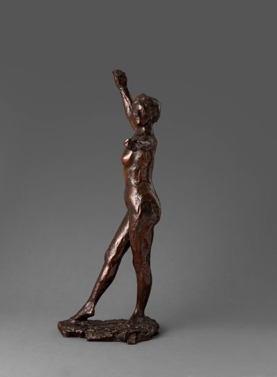 Bailarina lista para bailar, pie derecho adelante, Préparation à la danse, pied droit en avant, 1895-1900 de Edgar Degas