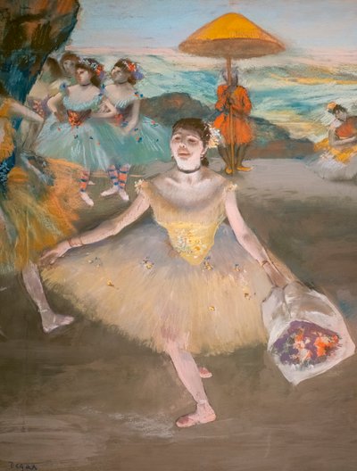 Bailarina con un ramo de saludo (detalle) de Edgar Degas
