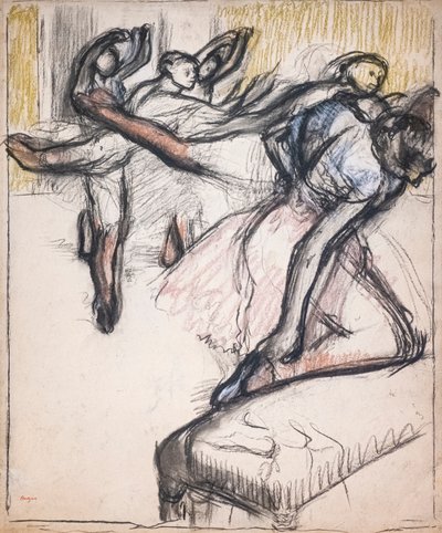 Bailarinas practicando en el foyer de la Ópera. Alrededor de 1890. Pastel y carbón sobre papel. de Edgar Degas