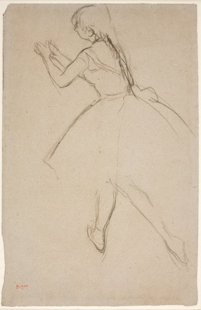 Bailarín en posición de marcha con los brazos extendidos hacia adelante de Edgar Degas