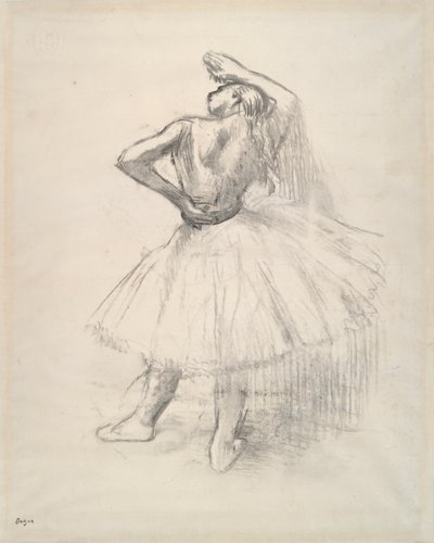 ¿Bailarina de pie, con el brazo derecho levantado? (Bailarina de pie, brazo derecho levantado) de Edgar Degas