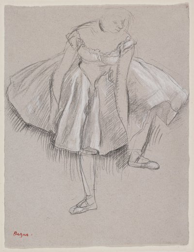 Bailarina ajustando su zapatilla, principios de 1880 de Edgar Degas
