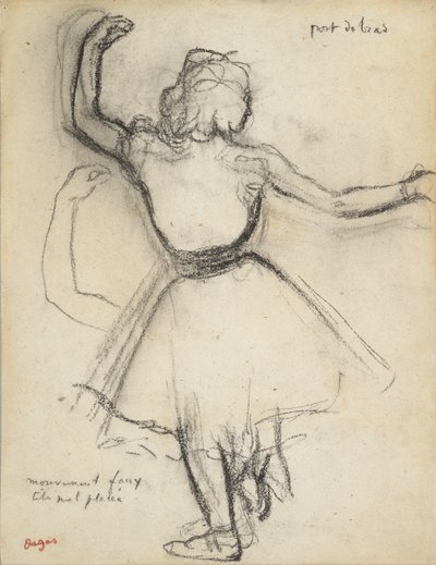 Bailarina vista de espaldas: Port de bras, c. 1875-85 (carboncillo sobre papel) de Edgar Degas