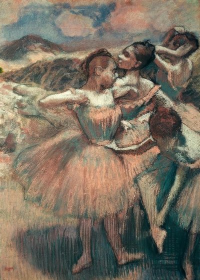 Bailarinas, faldas salmón de Edgar Degas