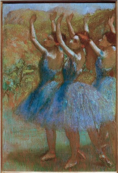 Tres Bailarinas en Azul de Edgar Degas
