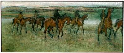 Caballos de carrera ejercitándose, c1880 de Edgar Degas