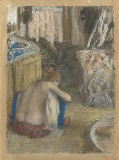 Mujer desnuda, en cuclillas, vista desde atrás, c. 1876 de Edgar Degas