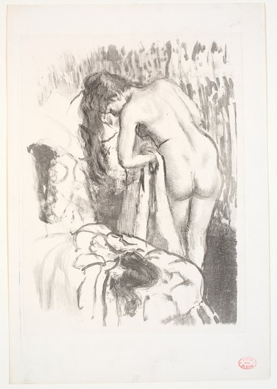Mujer desnuda de pie en su tocador de Edgar Degas