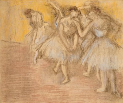 Cinco bailarinas en el escenario, c.1906-08 de Edgar Degas