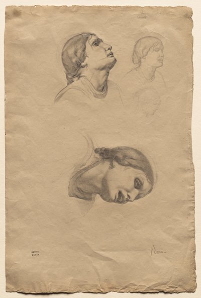 Cuatro estudios de la cabeza de una joven italiana, 1856 de Edgar Degas