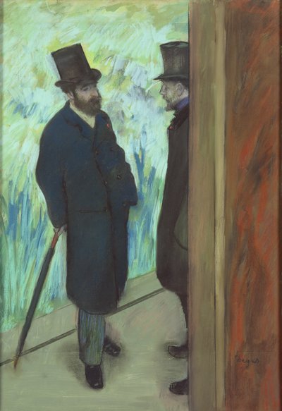 Amigos en el teatro, Ludovic Halevy (1834-1908) y Albert Cave (1832-1910) 1878-79 de Edgar Degas