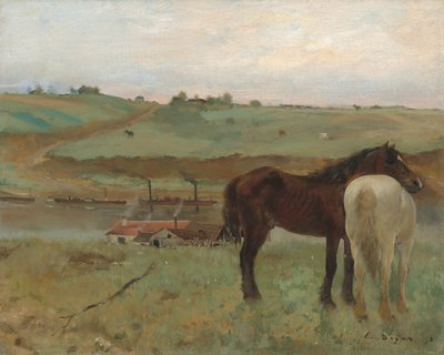 Caballos en un prado de Edgar Degas