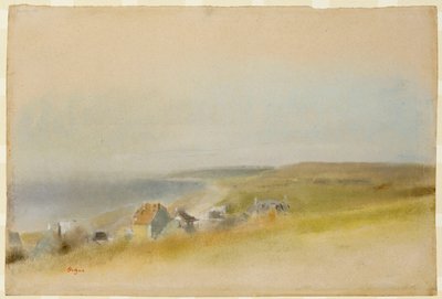 Casas en el borde del acantilado en Villers-sur-Mer, 1869 de Edgar Degas
