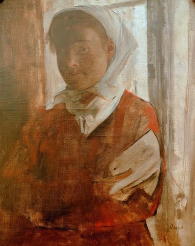 Joven con pañuelo blanco de Edgar Degas