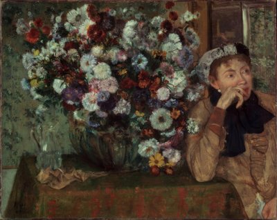 La mujer con crisantemos de Edgar Degas