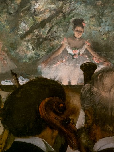 Les Musiciens (detalle). 1872-1873, retomado alrededor de 1874-1876. Óleo sobre lienzo de Edgar Degas