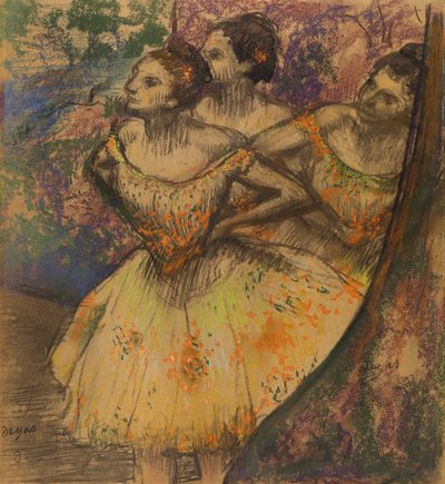 Las tres bailarinas, c.1896-1905 (pastel sobre papel) de Edgar Degas