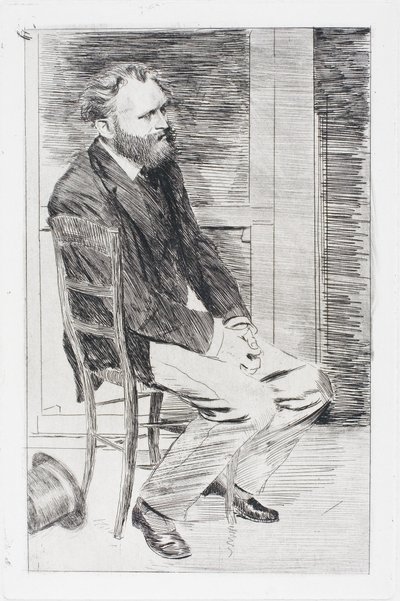 Manet sentado, girado hacia la derecha de Edgar Degas