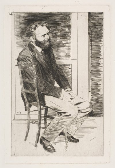 Manet sentado, girado a la derecha de Edgar Degas
