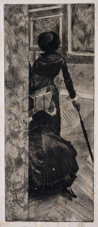 Mary Cassatt en el Louvre, La Galería de Pinturas, 1879-80 de Edgar Degas