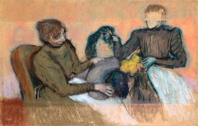 Modista suministrando un sombrero, 1898 de Edgar Degas