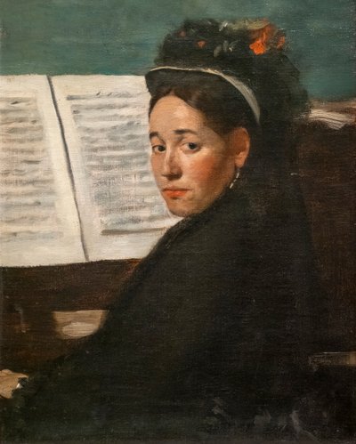 Señorita Dihau al piano. Alrededor de 1870. Óleo sobre lienzo. de Edgar Degas
