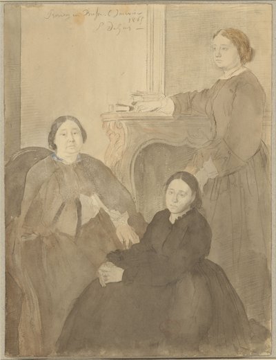 La Sra. Michel Musson y sus hijas, Estelle y Désirée de Edgar Degas