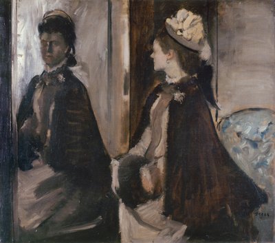 La señora Jeantaud en el espejo, c. 1875 de Edgar Degas