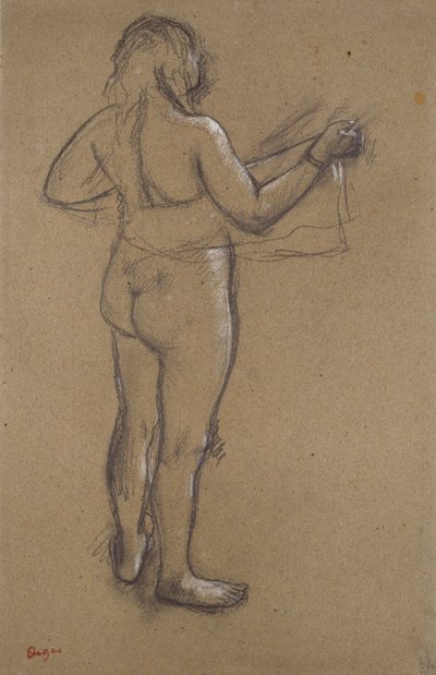 Mujer desnuda secándose con una toalla, vista desde atrás, finales del siglo XIX de Edgar Degas