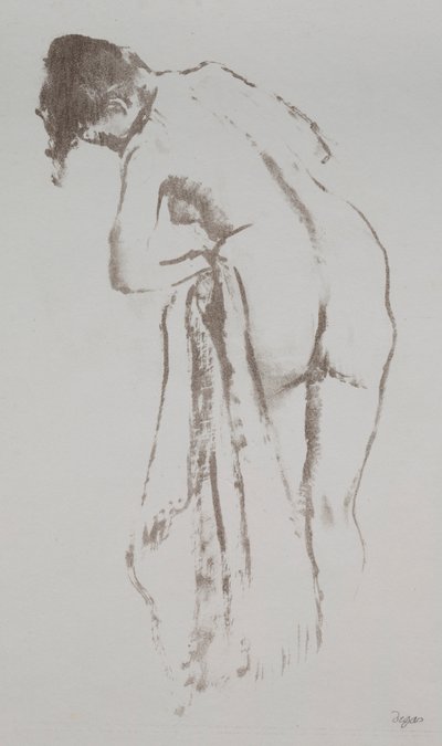Mujer desnuda con toalla, de pie, 1891-92 de Edgar Degas