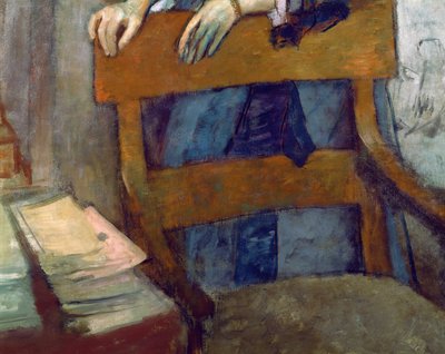 Retrato de Helene Rouart en el estudio de su padre, detalle de la silla, c.1886 (detalle) de Edgar Degas