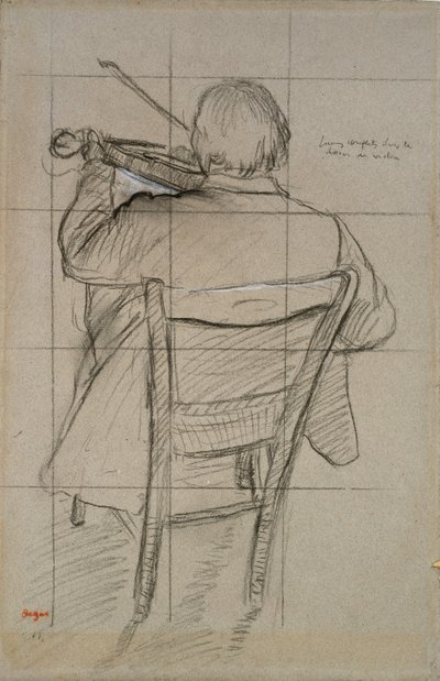 Violinista Sentado visto desde Atrás, 1875-1876 de Edgar Degas