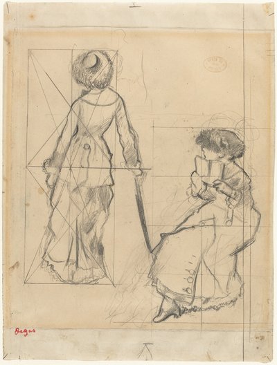 Estudio para Mary Cassatt en el Louvre de Edgar Degas