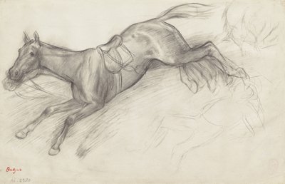 Estudio para "Escena de la carrera de obstáculos: El jinete caído", 1866 de Edgar Degas