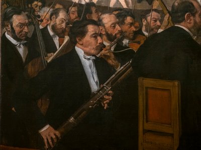 La orquesta de la ópera (detalle) de Edgar Degas