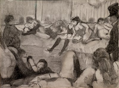 El Salón. 1879. Monotipo con tinta negra, realzado con pastel de Edgar Degas