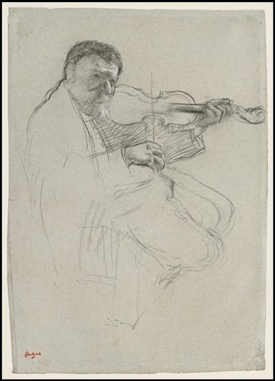 El violinista, estudio para "El ensayo", c.1879 de Edgar Degas
