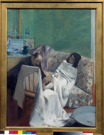 El pedicuro. Un doctor examina los pies de una joven. Pintura de Edgar Degas (1834-1917). 1873. Dim 0.61 x 0.46 m. París, Museo de Orsay de Edgar Degas