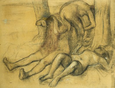 Tres Bañistas bajo un Árbol de Edgar Degas
