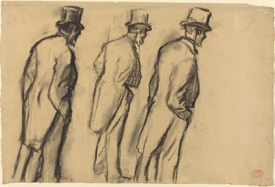 Tres Estudios de Ludovic Halévy de Pie de Edgar Degas