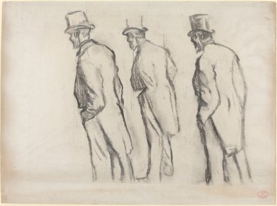Tres estudios de Ludovic Halévy de pie de Edgar Degas