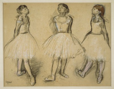 Tres estudios de una bailarina en cuarta posición de Edgar Degas