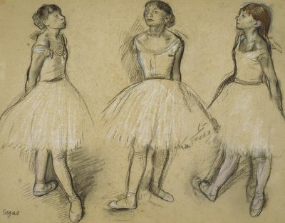 Tres estudios de una bailarina en cuarta posición, 1879-80 de Edgar Degas