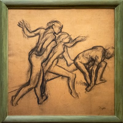 Tres bailarinas desnudas. 1895-1900. Carbón sobre papel de calco. de Edgar Degas
